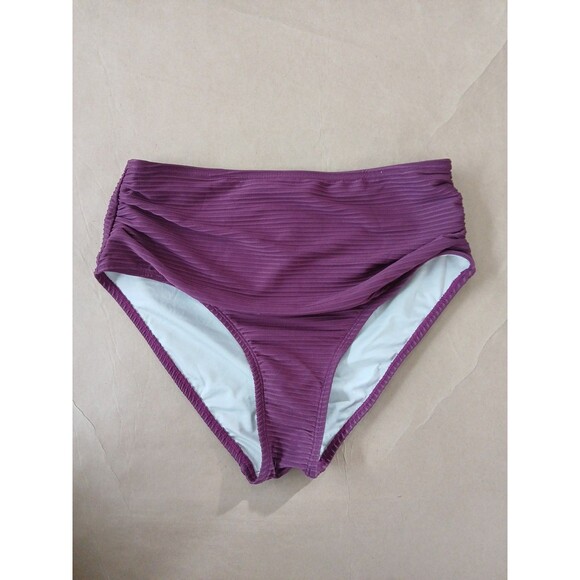 Cupshe Women's M Swimsuit Tankini Set Plum Ribbed Resortwear Vacation Swimwear - Picture 6 of 8